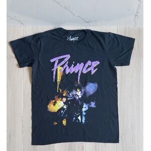 Prince T Shirt Unisex L Black Purple Rain Graphic Music Band Tee Official Gear